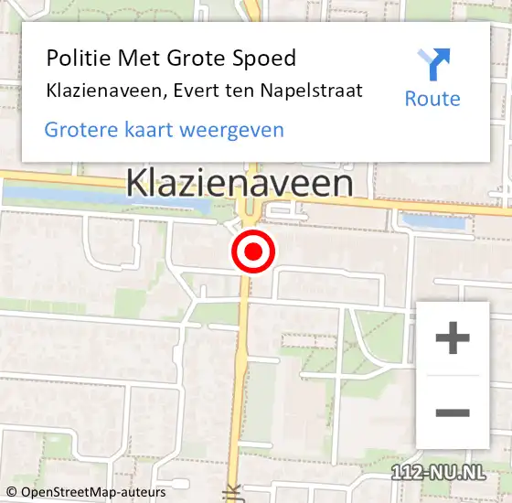 Locatie op kaart van de 112 melding: Politie Met Grote Spoed Naar Klazienaveen, Evert ten Napelstraat op 30 oktober 2023 13:22