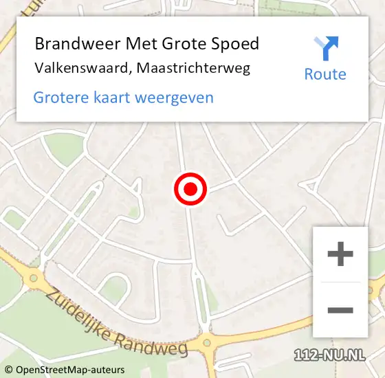 Locatie op kaart van de 112 melding: Brandweer Met Grote Spoed Naar Valkenswaard, Maastrichterweg op 30 oktober 2023 14:07