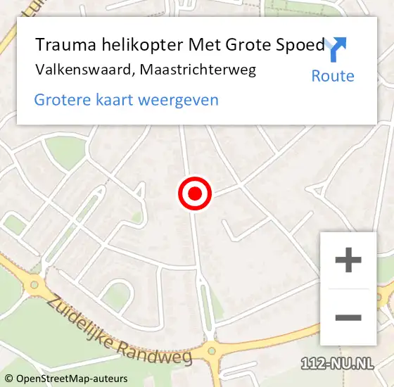 Locatie op kaart van de 112 melding: Trauma helikopter Met Grote Spoed Naar Valkenswaard, Maastrichterweg op 30 oktober 2023 14:12