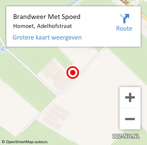 Locatie op kaart van de 112 melding: Brandweer Met Spoed Naar Homoet, Adelhofstraat op 30 oktober 2023 15:08