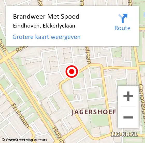 Locatie op kaart van de 112 melding: Brandweer Met Spoed Naar Eindhoven, Elckerlyclaan op 30 oktober 2023 16:09