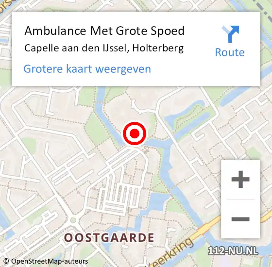 Locatie op kaart van de 112 melding: Ambulance Met Grote Spoed Naar Capelle aan den IJssel, Holterberg op 30 oktober 2023 16:43