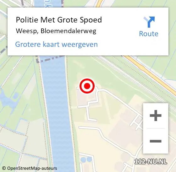 Locatie op kaart van de 112 melding: Politie Met Grote Spoed Naar Weesp, Bloemendalerweg op 30 oktober 2023 17:22
