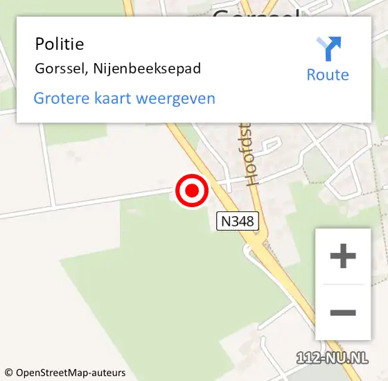 Locatie op kaart van de 112 melding: Politie Gorssel, Nijenbeeksepad op 30 oktober 2023 17:26