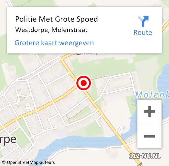 Locatie op kaart van de 112 melding: Politie Met Grote Spoed Naar Westdorpe, Molenstraat op 30 oktober 2023 19:39