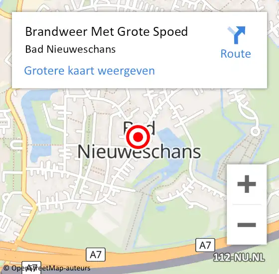 Locatie op kaart van de 112 melding: Brandweer Met Grote Spoed Naar Bad Nieuweschans op 30 oktober 2023 19:58