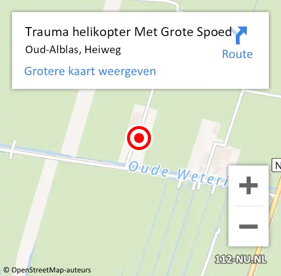 Locatie op kaart van de 112 melding: Trauma helikopter Met Grote Spoed Naar Oud-Alblas, Heiweg op 30 oktober 2023 20:45