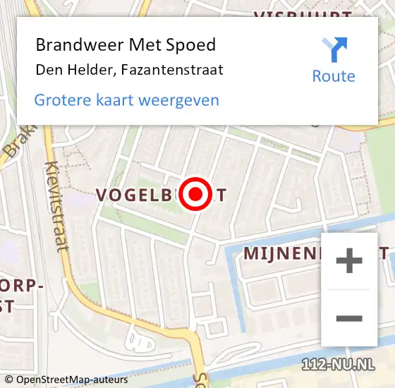 Locatie op kaart van de 112 melding: Brandweer Met Spoed Naar Den Helder, Fazantenstraat op 30 oktober 2023 22:30