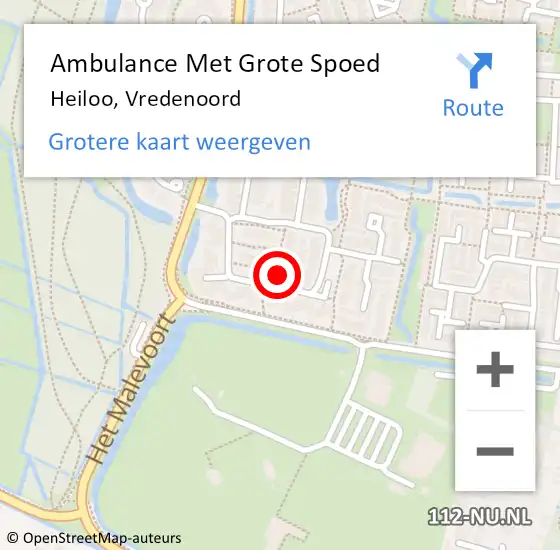 Locatie op kaart van de 112 melding: Ambulance Met Grote Spoed Naar Heiloo, Vredenoord op 31 oktober 2023 02:00