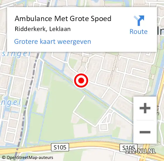 Locatie op kaart van de 112 melding: Ambulance Met Grote Spoed Naar Ridderkerk, Leklaan op 31 oktober 2023 02:20