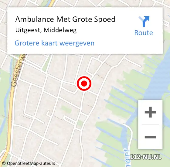 Locatie op kaart van de 112 melding: Ambulance Met Grote Spoed Naar Uitgeest, Middelweg op 31 oktober 2023 03:33