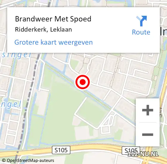 Locatie op kaart van de 112 melding: Brandweer Met Spoed Naar Ridderkerk, Leklaan op 31 oktober 2023 03:42