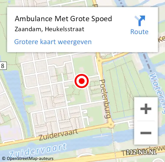 Locatie op kaart van de 112 melding: Ambulance Met Grote Spoed Naar Zaandam, Heukelsstraat op 31 oktober 2023 08:29