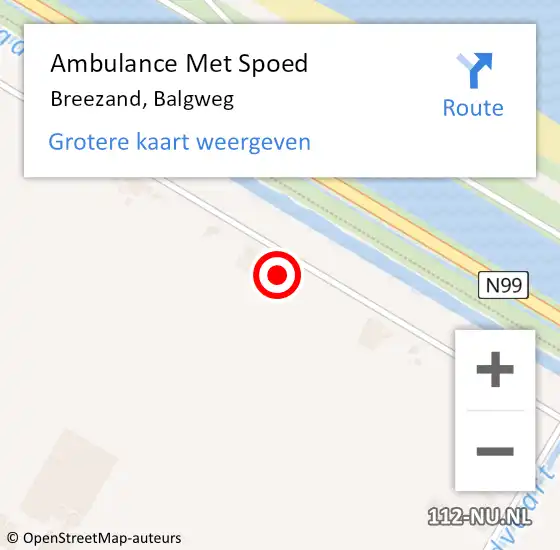 Locatie op kaart van de 112 melding: Ambulance Met Spoed Naar Breezand, Balgweg op 31 oktober 2023 09:06