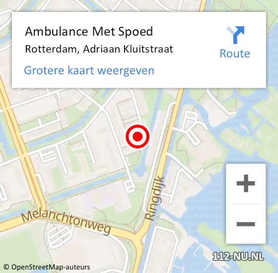 Locatie op kaart van de 112 melding: Ambulance Met Spoed Naar Rotterdam, Adriaan Kluitstraat op 31 oktober 2023 12:25
