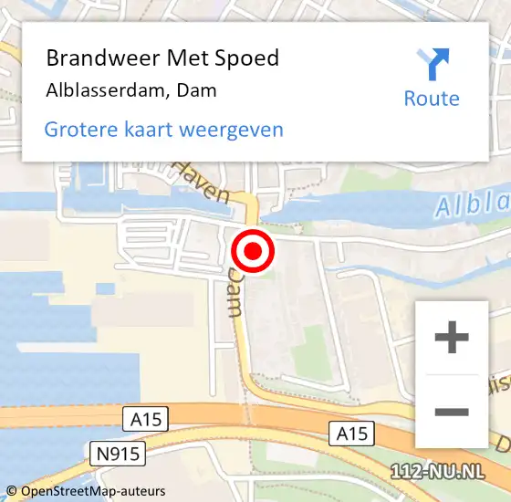 Locatie op kaart van de 112 melding: Brandweer Met Spoed Naar Alblasserdam, Dam op 31 oktober 2023 12:52
