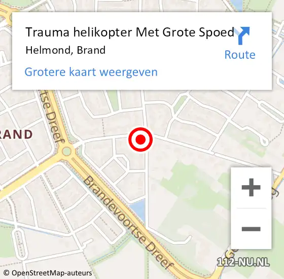 Locatie op kaart van de 112 melding: Trauma helikopter Met Grote Spoed Naar Helmond, Brand op 31 oktober 2023 13:38