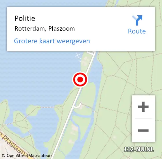 Locatie op kaart van de 112 melding: Politie Rotterdam, Plaszoom op 31 oktober 2023 13:52