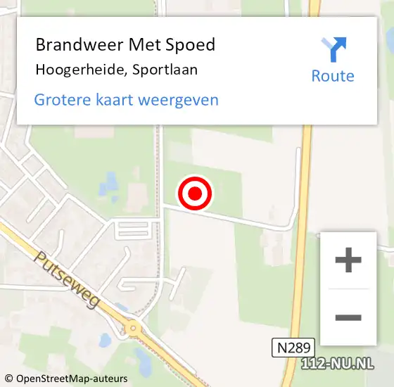 Locatie op kaart van de 112 melding: Brandweer Met Spoed Naar Hoogerheide, Sportlaan op 31 oktober 2023 14:28
