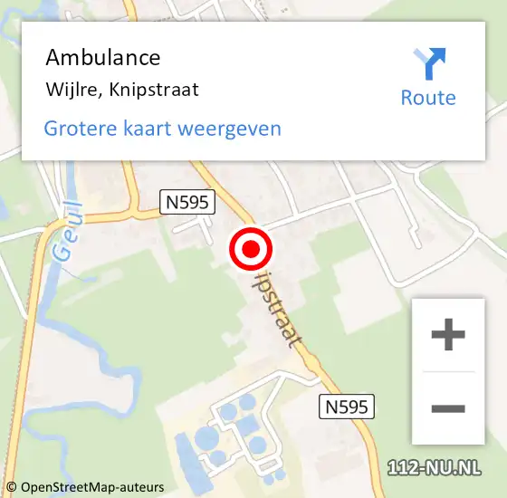 Locatie op kaart van de 112 melding: Ambulance Wijlre, Knipstraat op 13 september 2014 13:55