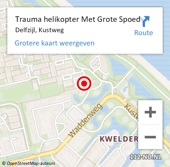 Locatie op kaart van de 112 melding: Trauma helikopter Met Grote Spoed Naar Delfzijl, Kustweg op 31 oktober 2023 15:58