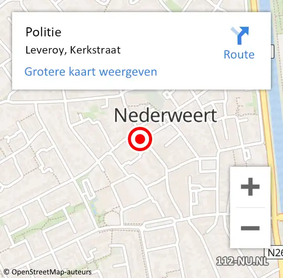 Locatie op kaart van de 112 melding: Politie Leveroy, Kerkstraat op 31 oktober 2023 16:00