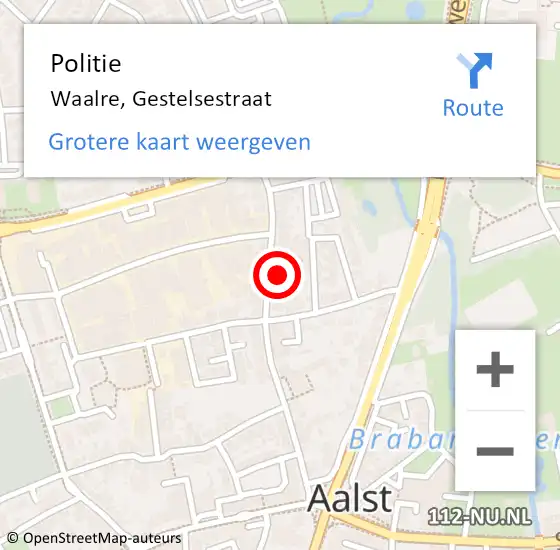 Locatie op kaart van de 112 melding: Politie Waalre, Gestelsestraat op 31 oktober 2023 16:07