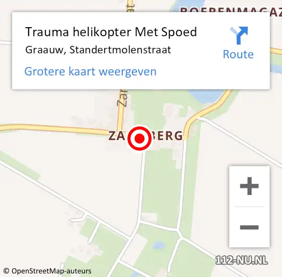 Locatie op kaart van de 112 melding: Trauma helikopter Met Spoed Naar Graauw, Standertmolenstraat op 31 oktober 2023 16:50