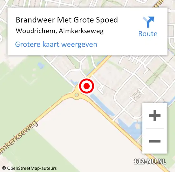 Locatie op kaart van de 112 melding: Brandweer Met Grote Spoed Naar Woudrichem, Almkerkseweg op 31 oktober 2023 18:47
