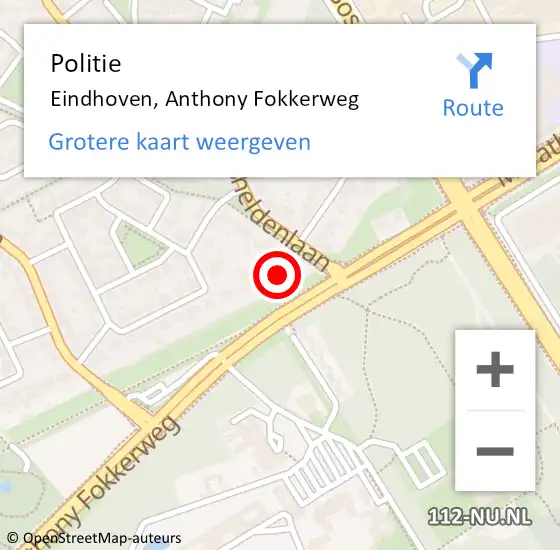 Locatie op kaart van de 112 melding: Politie Eindhoven, Anthony Fokkerweg op 31 oktober 2023 18:49