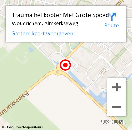 Locatie op kaart van de 112 melding: Trauma helikopter Met Grote Spoed Naar Woudrichem, Almkerkseweg op 31 oktober 2023 18:54