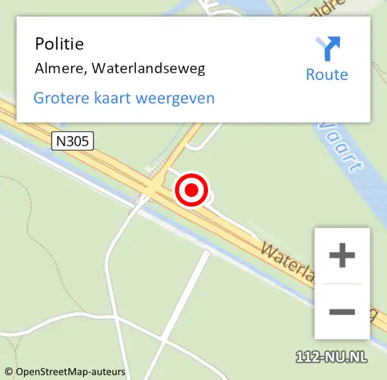 Locatie op kaart van de 112 melding: Politie Almere, Waterlandseweg op 31 oktober 2023 19:09