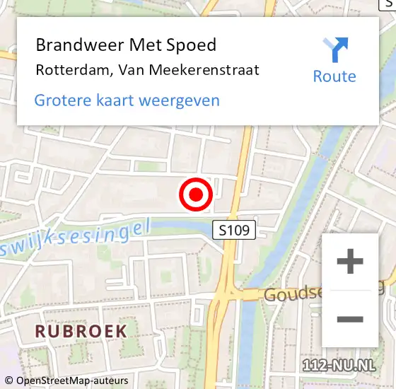 Locatie op kaart van de 112 melding: Brandweer Met Spoed Naar Rotterdam, Van Meekerenstraat op 31 oktober 2023 22:00