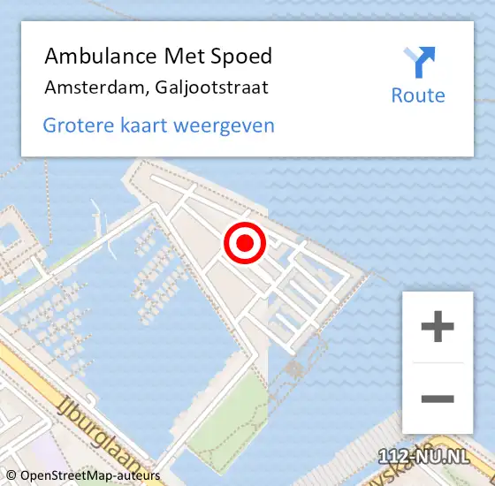 Locatie op kaart van de 112 melding: Ambulance Met Spoed Naar Amsterdam, Galjootstraat op 1 november 2023 00:24