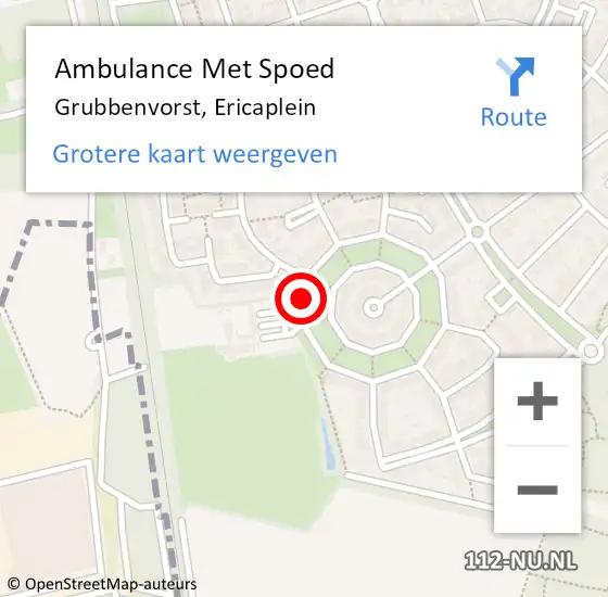 Locatie op kaart van de 112 melding: Ambulance Met Spoed Naar Grubbenvorst, Ericaplein op 13 september 2014 14:51