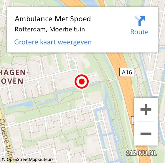 Locatie op kaart van de 112 melding: Ambulance Met Spoed Naar Rotterdam, Moerbeituin op 1 november 2023 03:07