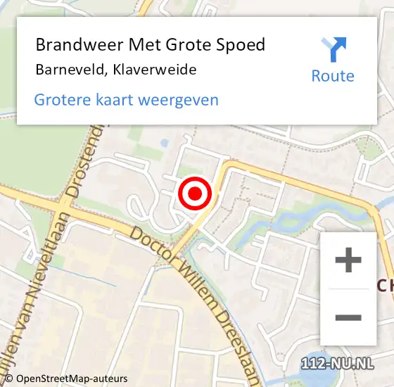 Locatie op kaart van de 112 melding: Brandweer Met Grote Spoed Naar Barneveld, Klaverweide op 1 november 2023 04:19