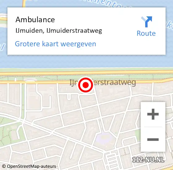 Locatie op kaart van de 112 melding: Ambulance IJmuiden, IJmuiderstraatweg op 1 november 2023 06:41