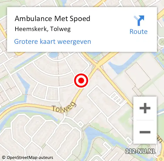 Locatie op kaart van de 112 melding: Ambulance Met Spoed Naar Heemskerk, Tolweg op 1 november 2023 06:51