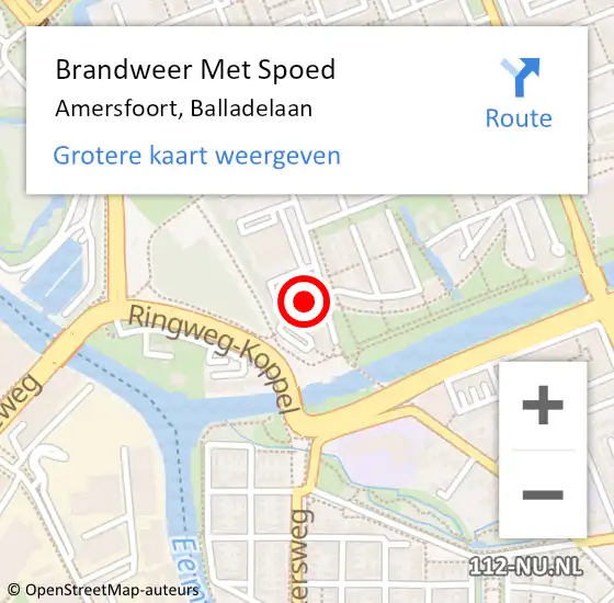 Locatie op kaart van de 112 melding: Brandweer Met Spoed Naar Amersfoort, Balladelaan op 1 november 2023 07:46