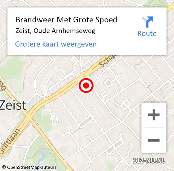 Locatie op kaart van de 112 melding: Brandweer Met Grote Spoed Naar Zeist, Oude Arnhemseweg op 1 november 2023 09:00