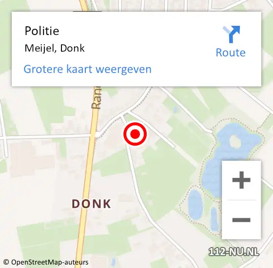 Locatie op kaart van de 112 melding: Politie Meijel, Donk op 1 november 2023 09:01