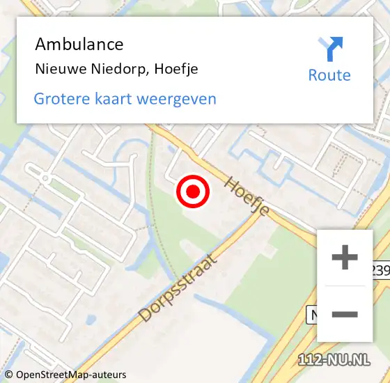 Locatie op kaart van de 112 melding: Ambulance Nieuwe Niedorp, Hoefje op 1 november 2023 09:13