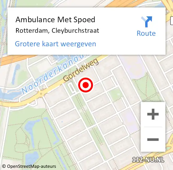 Locatie op kaart van de 112 melding: Ambulance Met Spoed Naar Rotterdam, Cleyburchstraat op 1 november 2023 09:52
