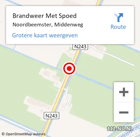 Locatie op kaart van de 112 melding: Brandweer Met Spoed Naar Noordbeemster, Middenweg op 1 november 2023 10:00