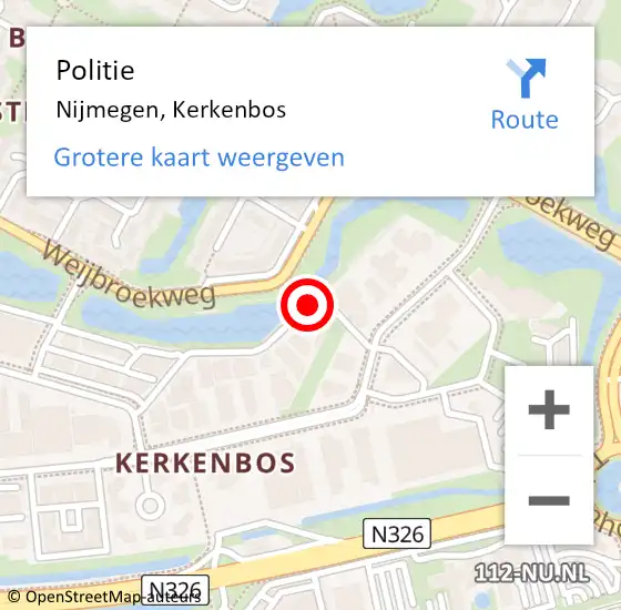 Locatie op kaart van de 112 melding: Politie Nijmegen, Kerkenbos op 1 november 2023 10:12