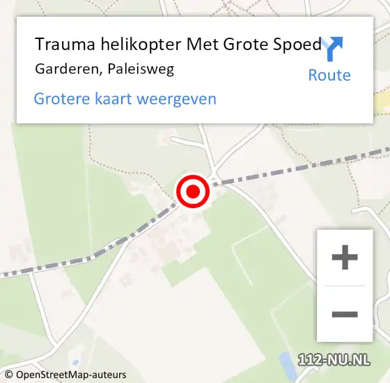 Locatie op kaart van de 112 melding: Trauma helikopter Met Grote Spoed Naar Garderen, Paleisweg op 1 november 2023 11:06