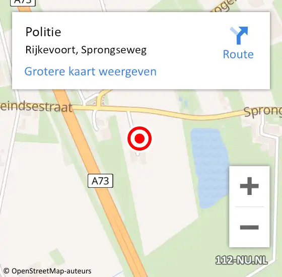 Locatie op kaart van de 112 melding: Politie Rijkevoort, Sprongseweg op 1 november 2023 11:18