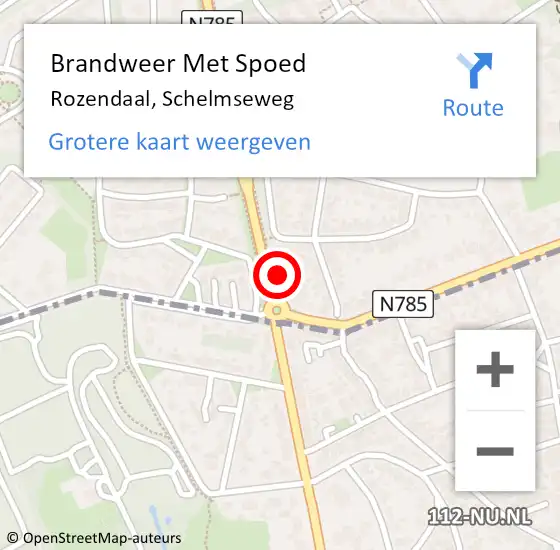 Locatie op kaart van de 112 melding: Brandweer Met Spoed Naar Rozendaal, Schelmseweg op 1 november 2023 11:43