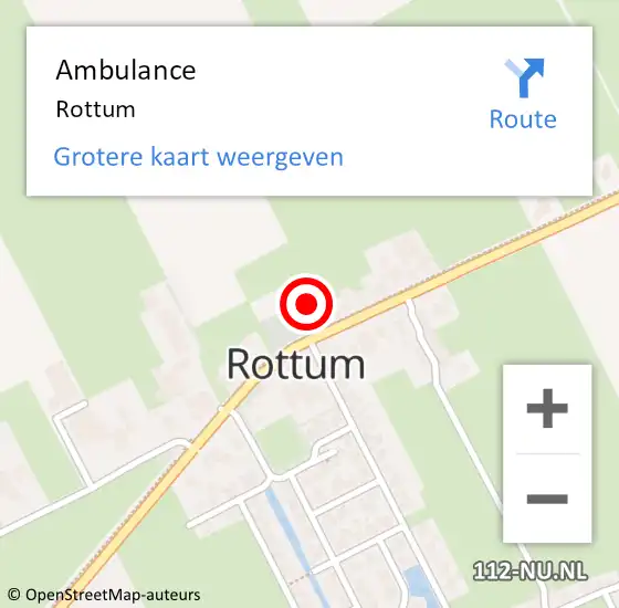 Locatie op kaart van de 112 melding: Ambulance Rottum op 1 november 2023 12:31